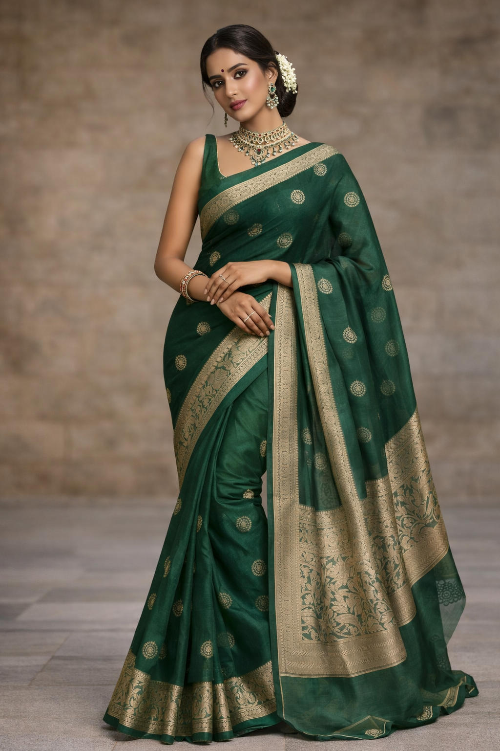 Sparrow Epic Khadi Organza Beads Work Saree