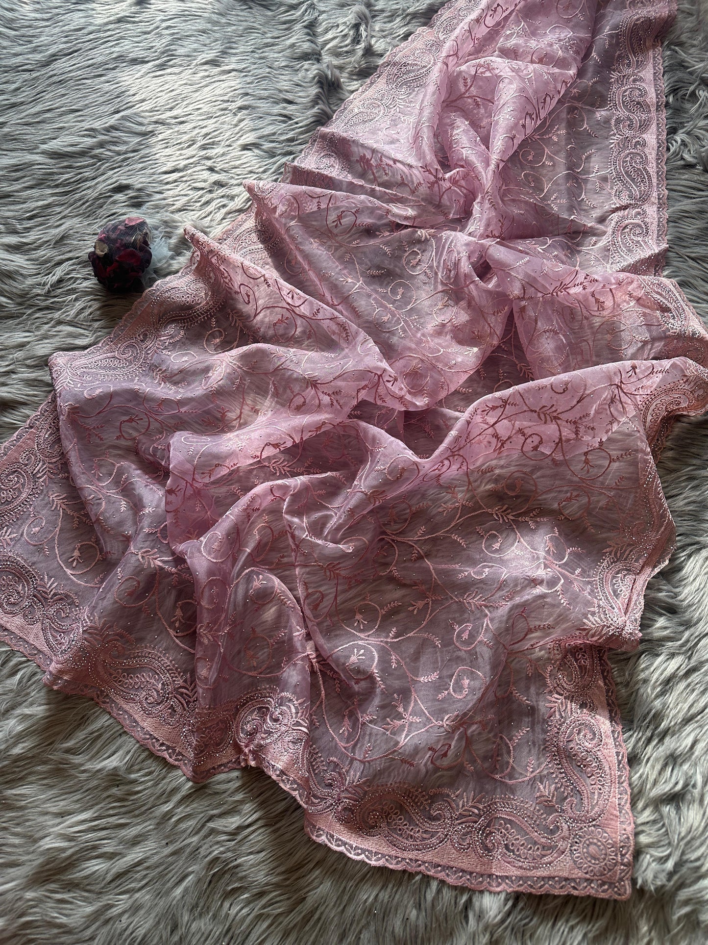 Pure Organza Silk Embroidery Saree