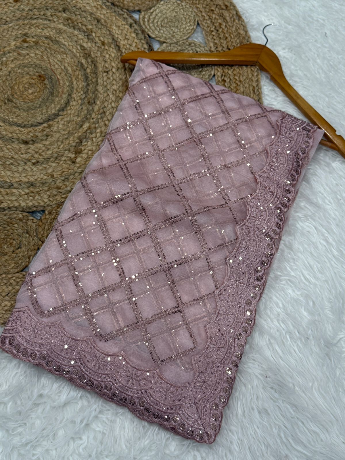 Premium Organza Embroidered Saree with Designer Cutwork Border