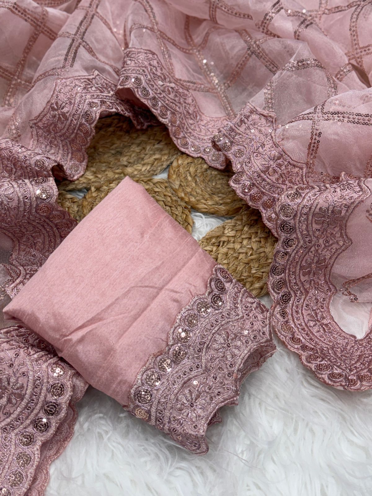 Premium Organza Embroidered Saree with Designer Cutwork Border