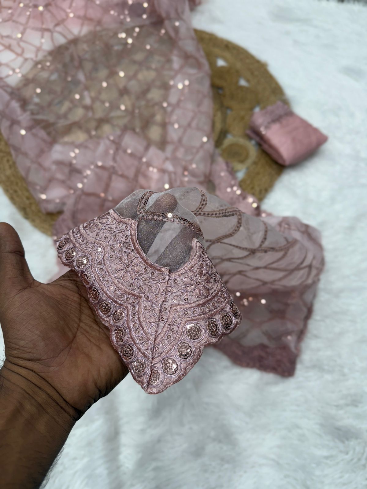 Premium Organza Embroidered Saree with Designer Cutwork Border