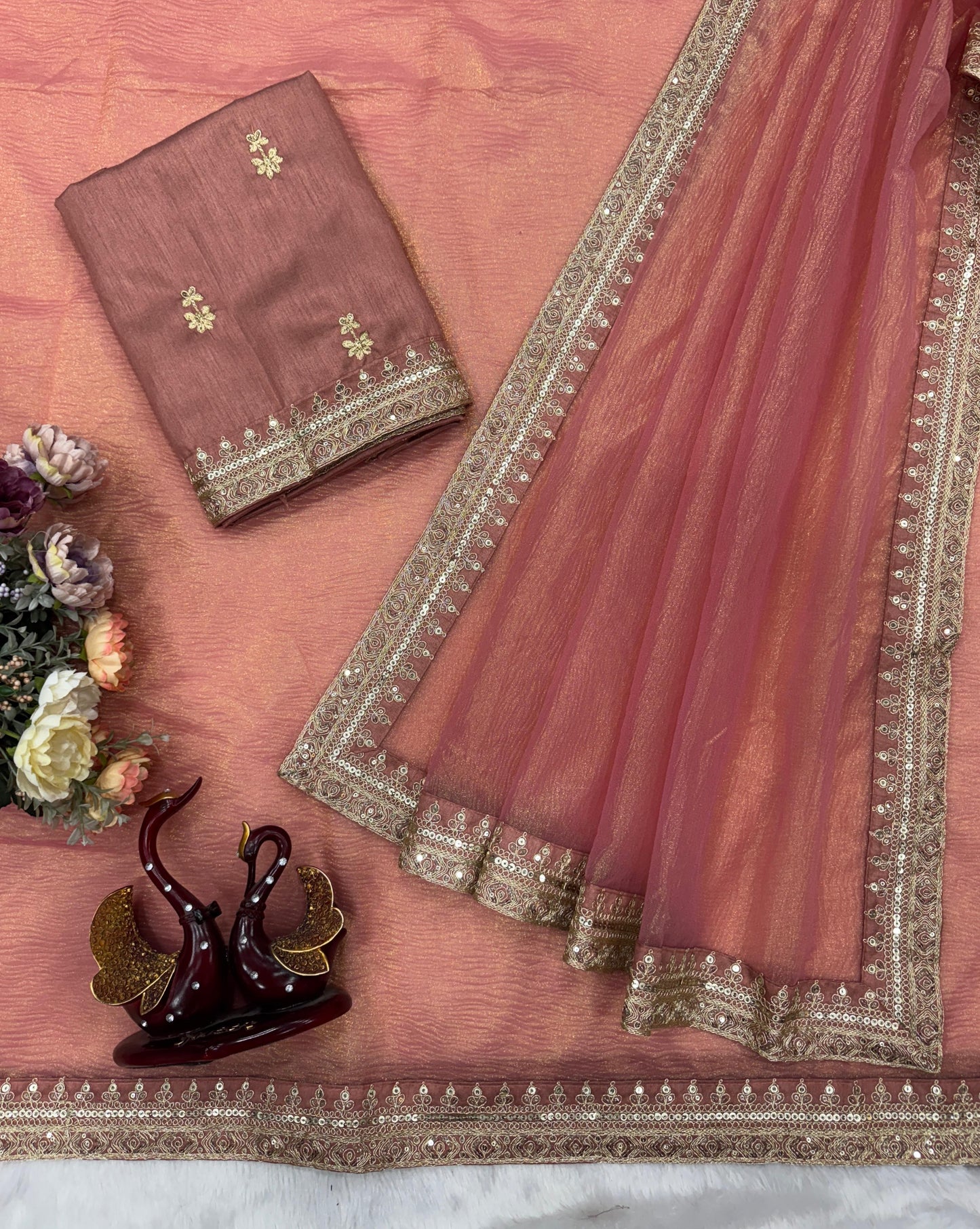 Bollywood Style Designer Saree – Banarasi Crush Twill Elegance