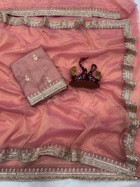 Bollywood Style Designer Saree – Banarasi Crush Twill Elegance