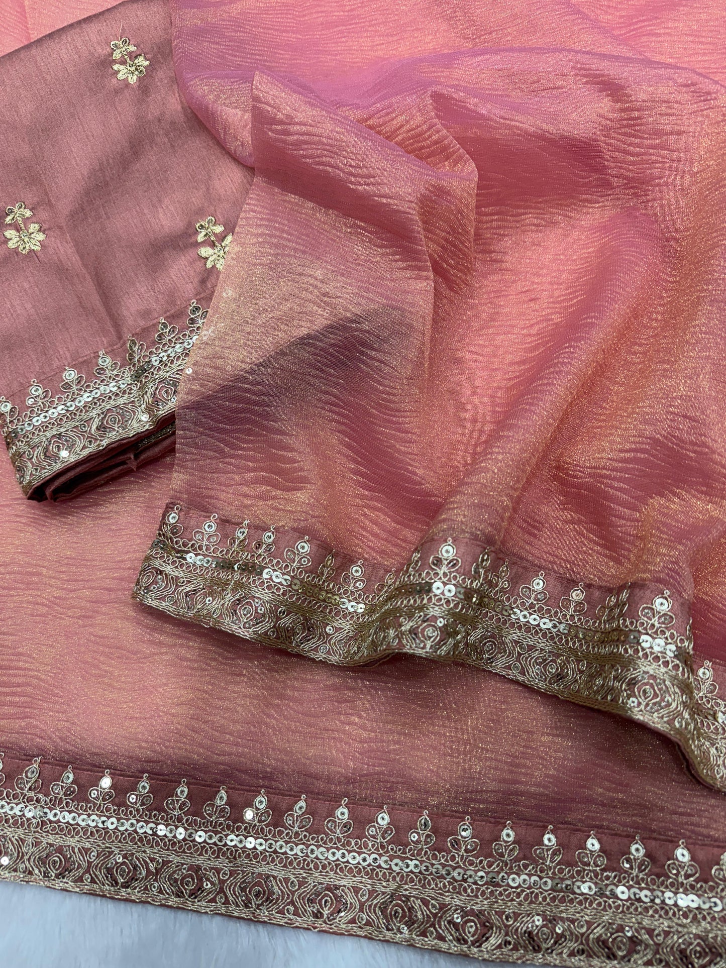 Bollywood Style Designer Saree – Banarasi Crush Twill Elegance