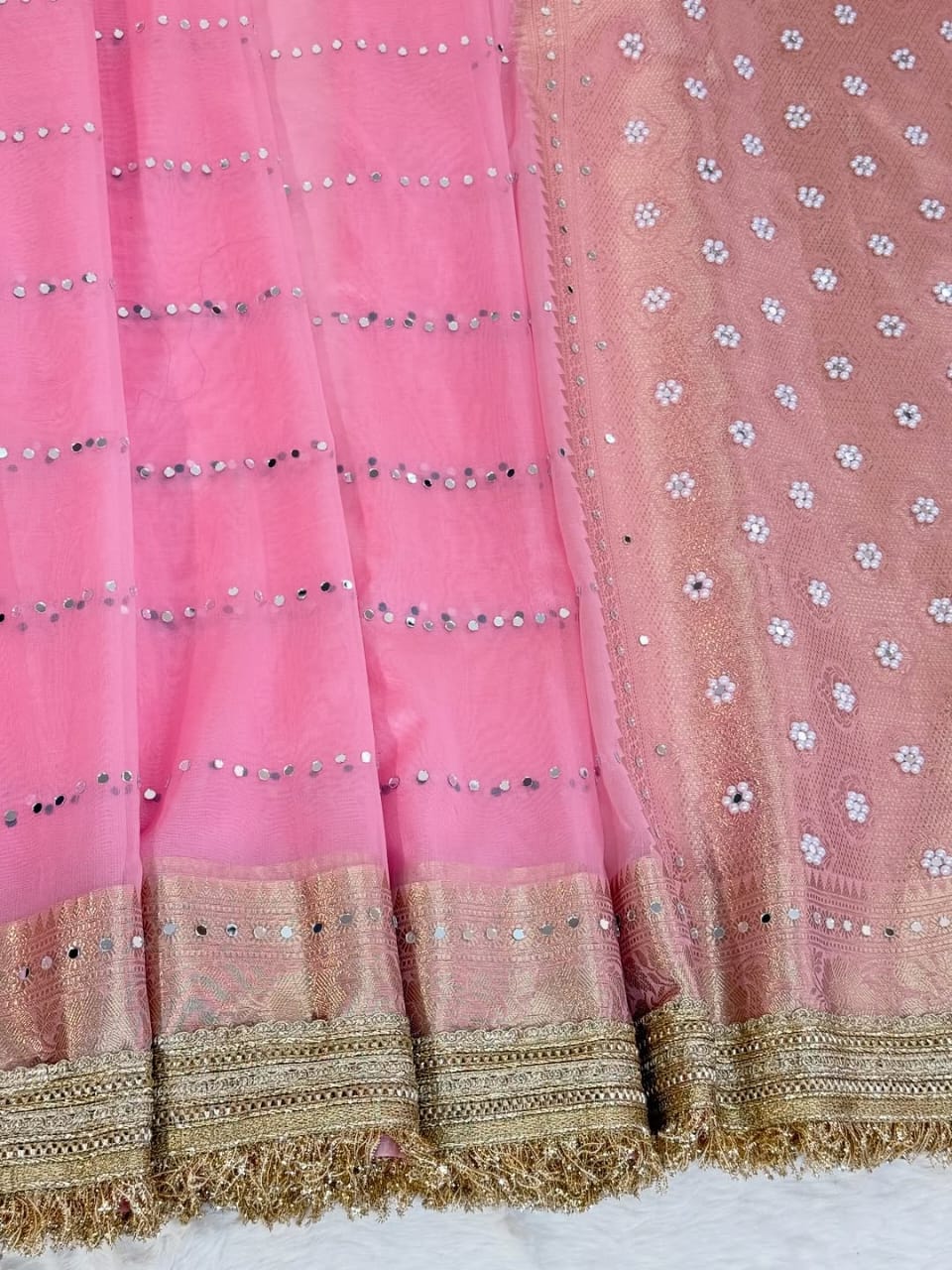 Summer Special Banarasi Soft Kora Organza Silk Saree with Mirror Work