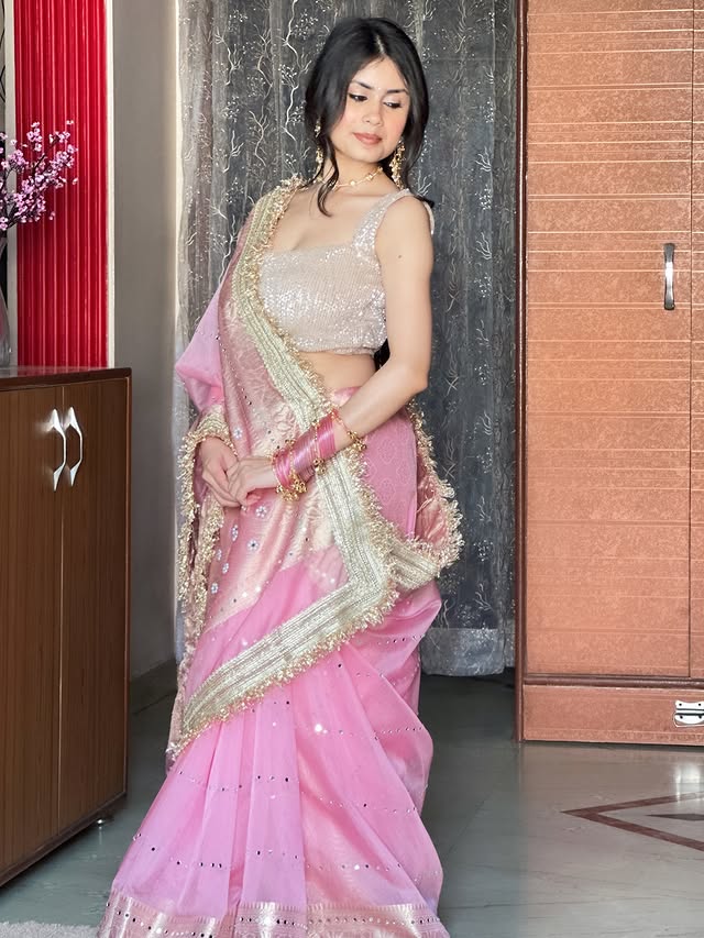 Summer Special Banarasi Soft Kora Organza Silk Saree with Mirror Work