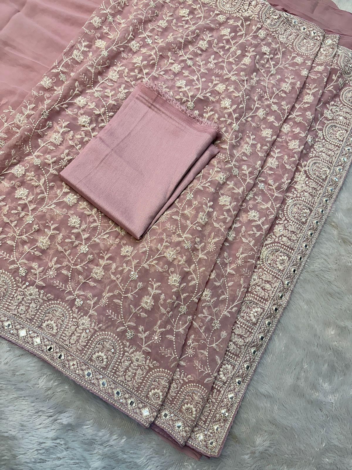 Elegant Faux Georgette Sequins & Gota Patti Work Saree