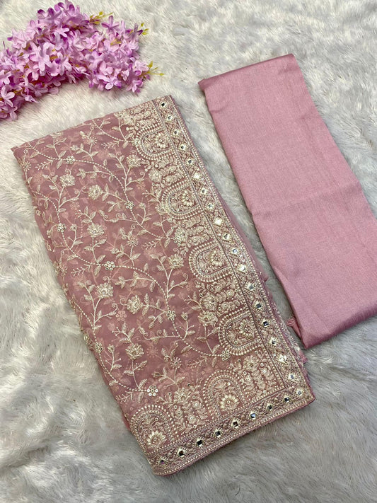 Elegant Faux Georgette Sequins & Gota Patti Work Saree