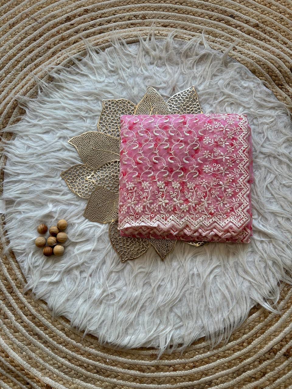 Exclusive Pure Organza Silk Saree with Digital Floral Print & Chikankari Work