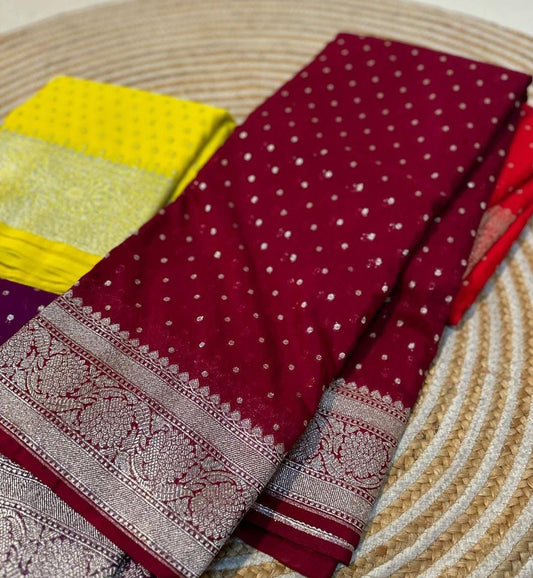Banarasi Soft Katan Georgette Silk Saree – Elegant Jaal Weaving Collection