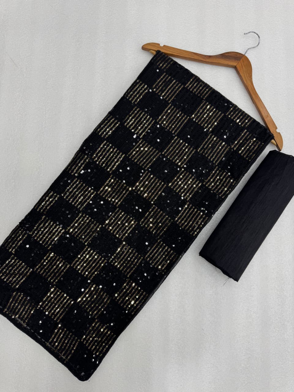 Black Glam Sequins Saree – Premium Faux Georgette Heavy Embroidery Party Wear Saree with Mono Silk Banglori Blouse