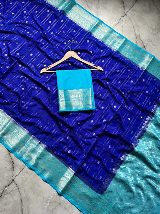 Banarasi Soft Chiniya Warm Silk Saree – Elegant All-Over Weaving Design