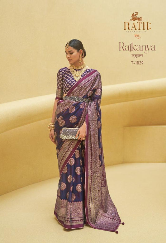 Soft Organza Foil Print Brasso Saree – Elegant Party Wear Collection