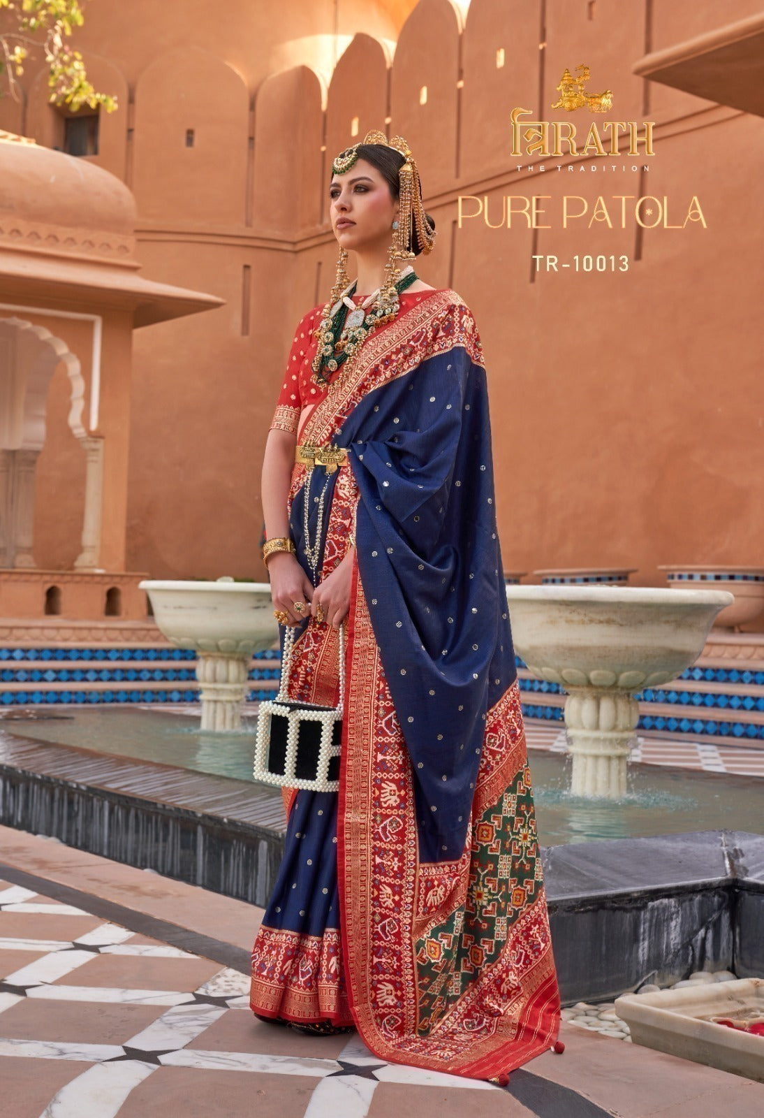Pure Patola Mercerized Sigma Silk Saree with Elegant Gold Print