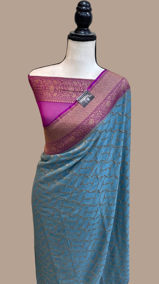 Premium Banarasi Khaddi Georgette Silk Saree with Buti Weaving