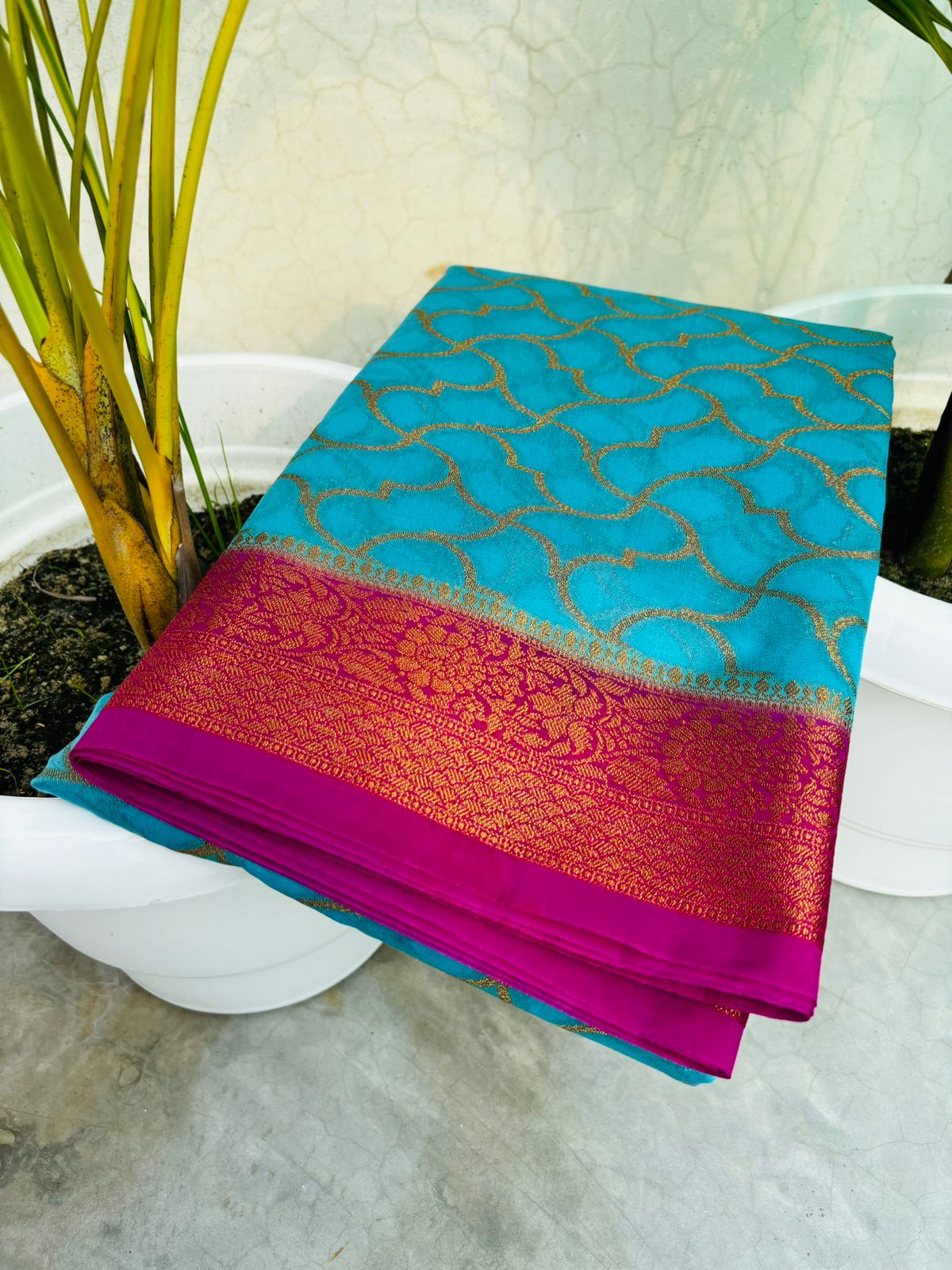 Premium Banarasi Khaddi Georgette Silk Saree with Buti Weaving