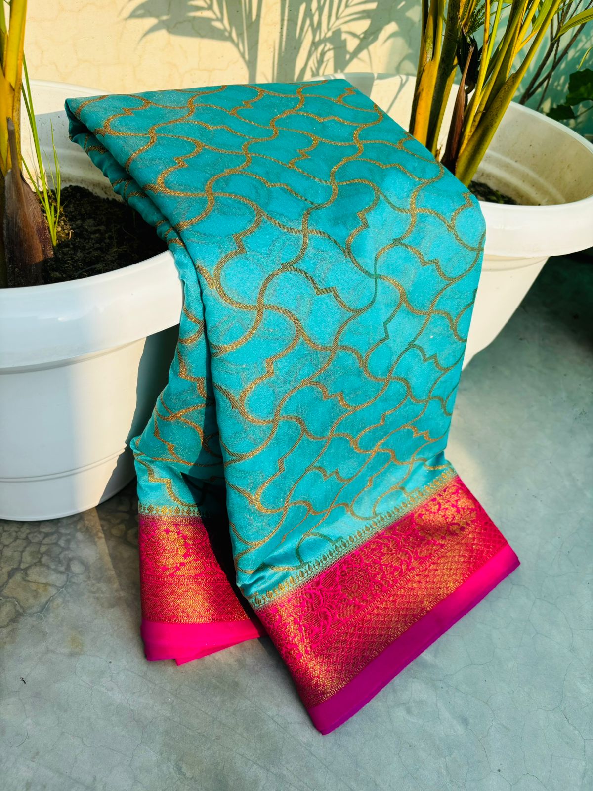 Premium Banarasi Khaddi Georgette Silk Saree with Buti Weaving