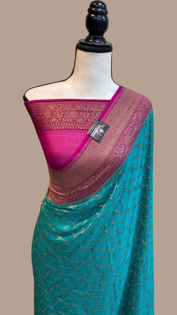Premium Banarasi Khaddi Georgette Silk Saree with Buti Weaving