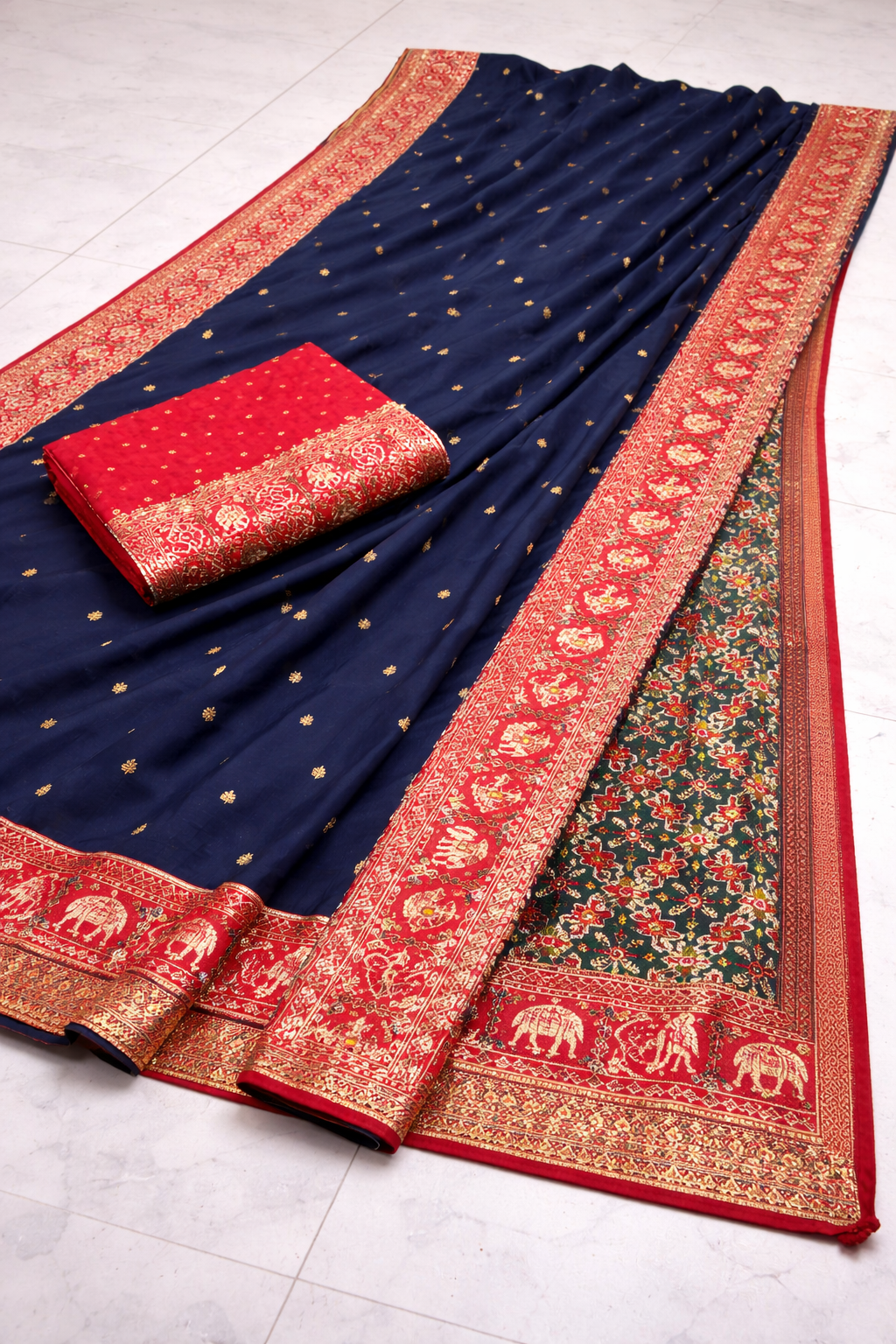 Pure Patola Mercerized Sigma Silk Saree with Elegant Gold Print