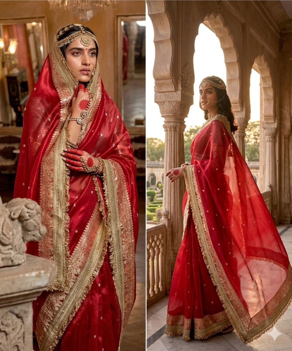 Banarasi Soft Maharani Glass Tissue Silk Saree – Siroshki Stone Luxury Edition