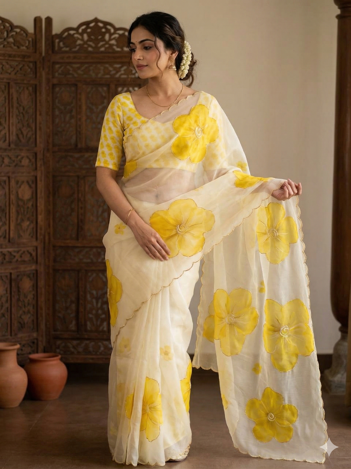 Exclusive Fancy Collection – Digital Handwork Organza Saree