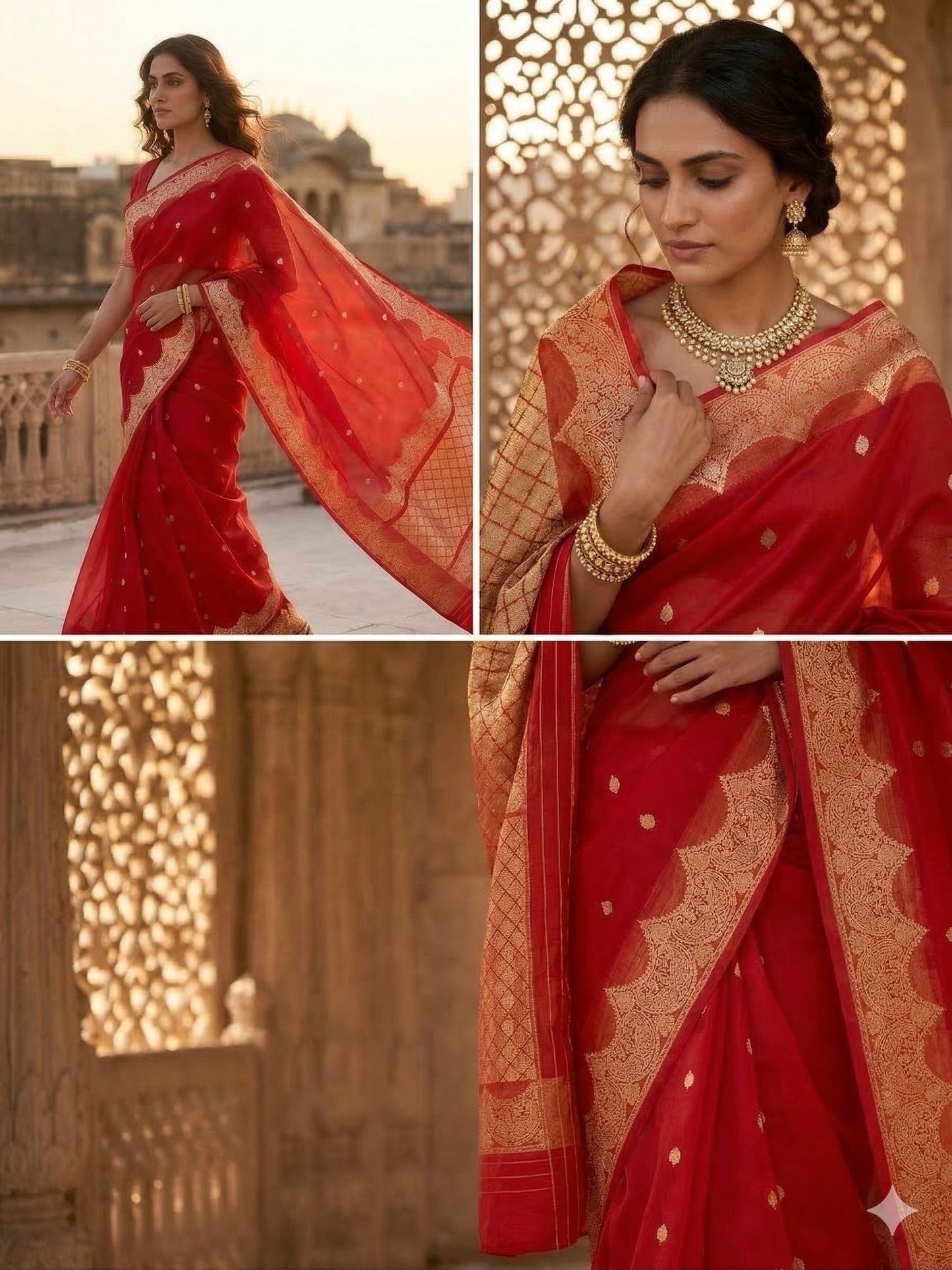 Banarasi Soft Kora Organza Silk Saree with All Over Weaving Design & Border Blouse | Lightweight Festive Organza Saree