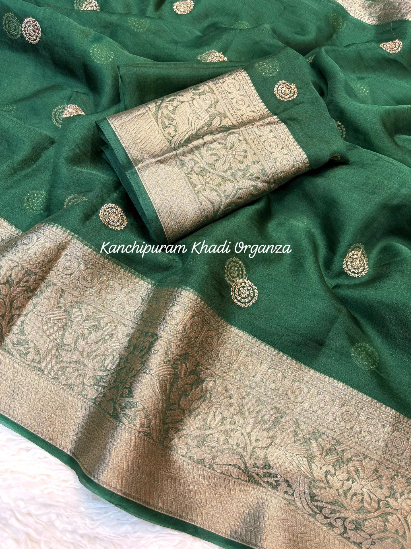 Sparrow Epic Khadi Organza Beads Work Saree