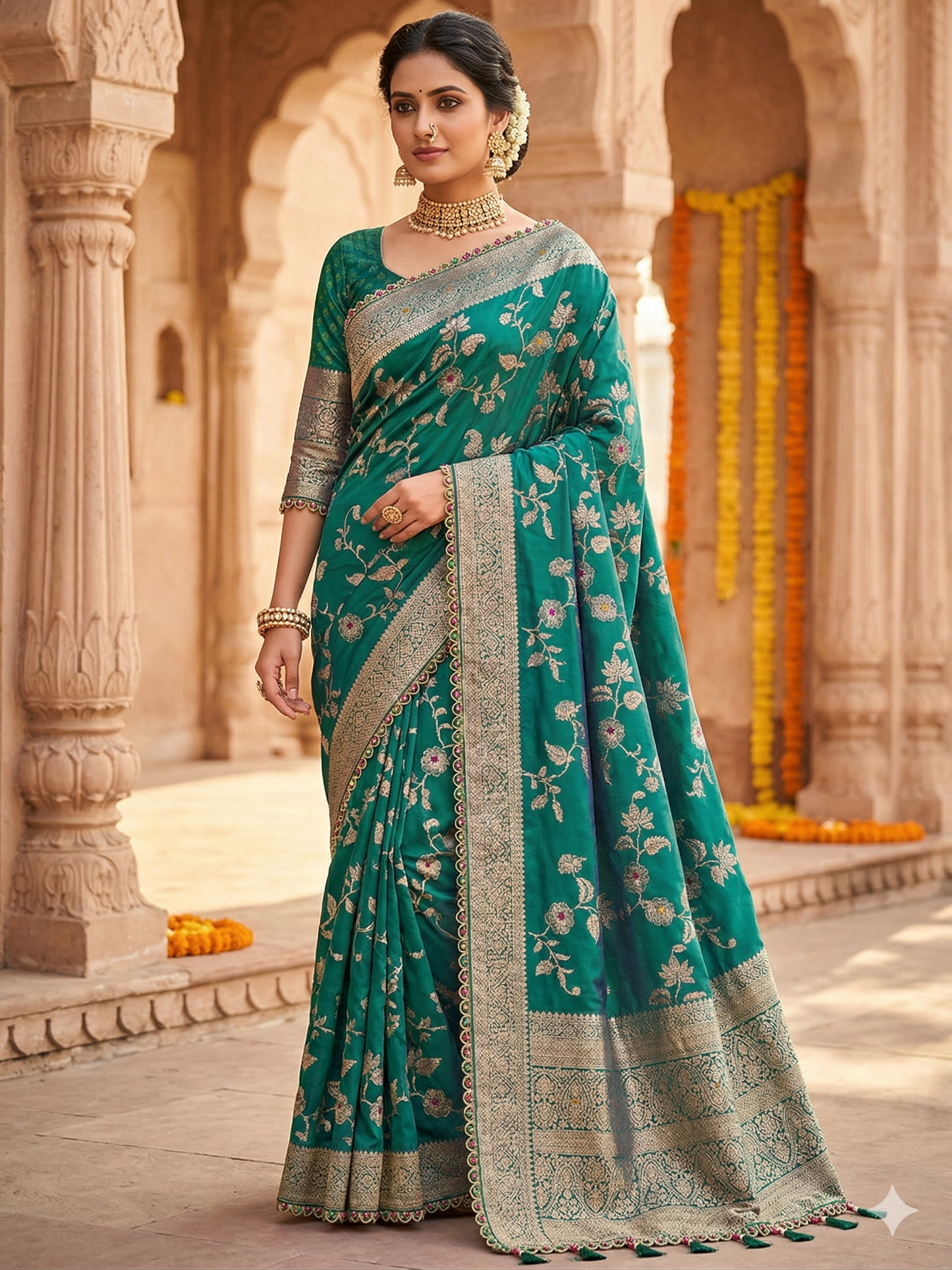 Banarasi Silk Saree with Minakari Weaving – Festive Elegance Collection
