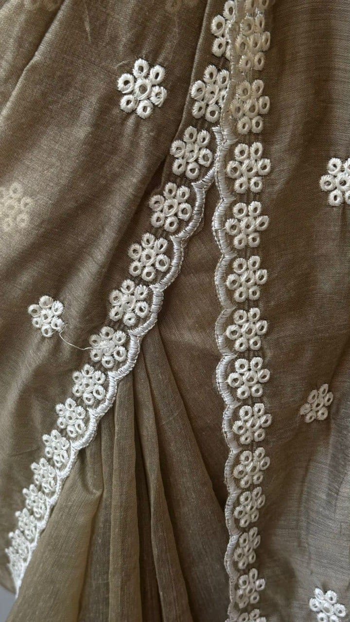 Elegant Pure Chanderi Cotton Saree with Antique Multi Thread Work