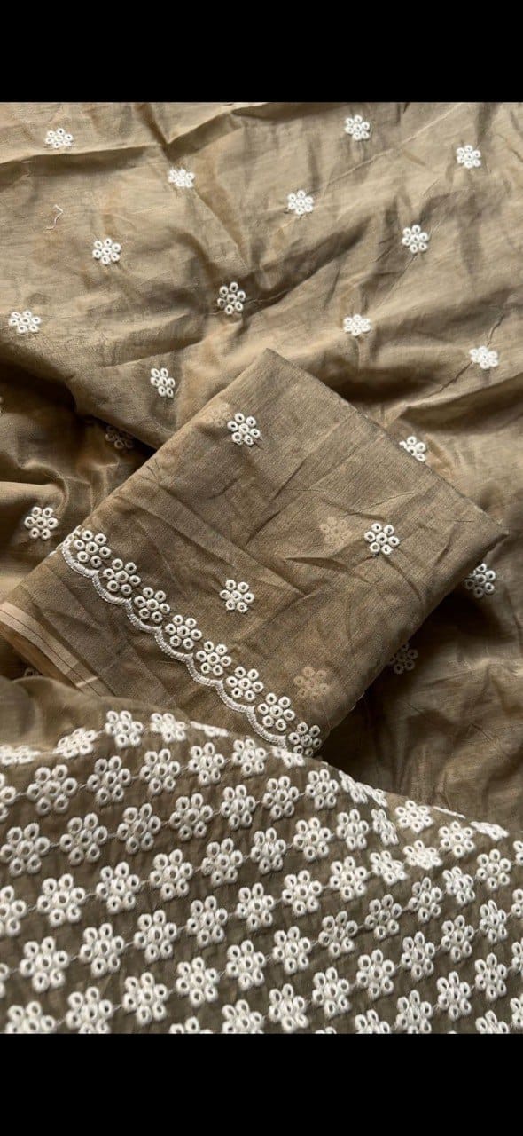 Elegant Pure Chanderi Cotton Saree with Antique Multi Thread Work