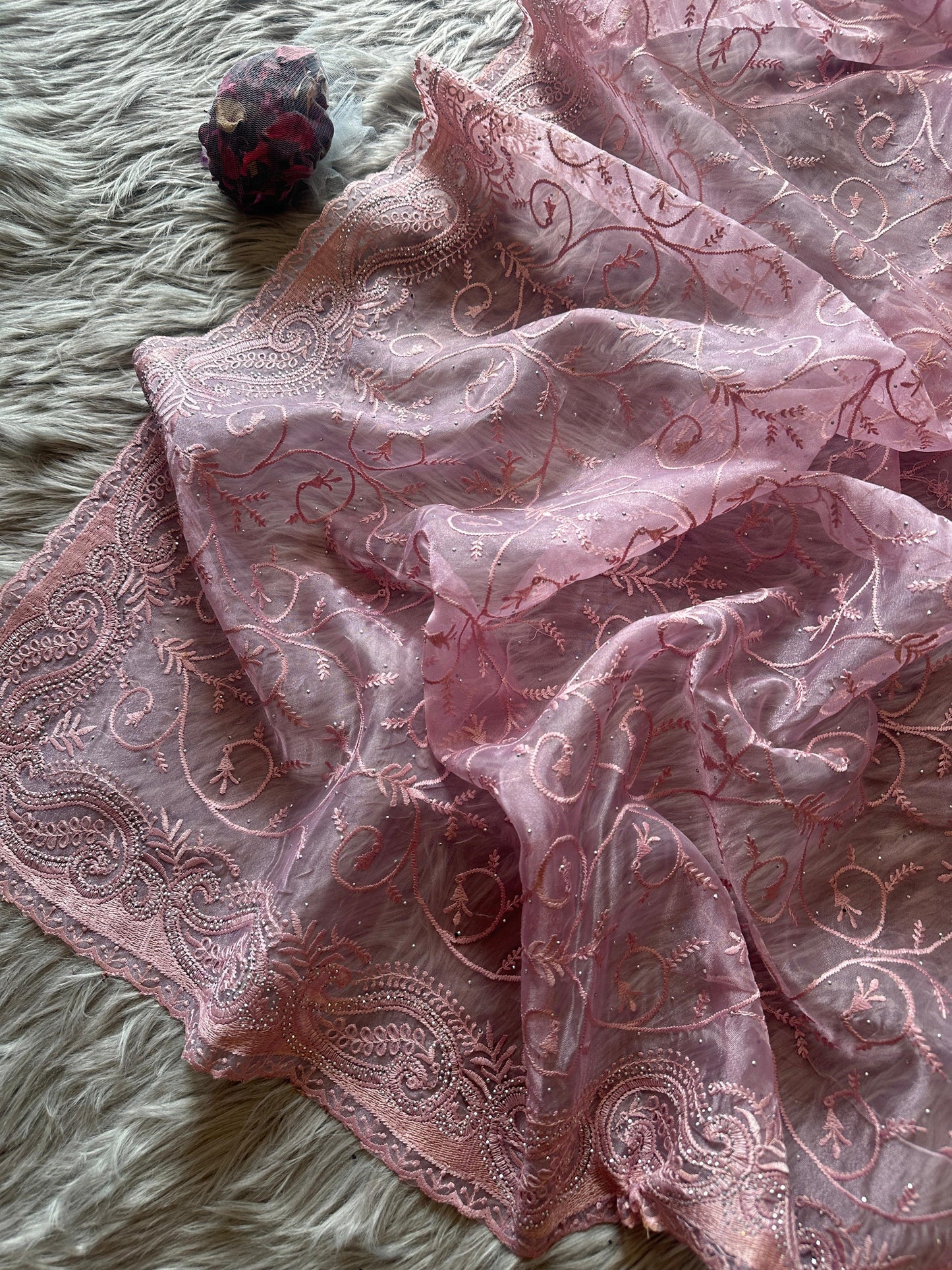 Pure Organza Silk Embroidery Saree