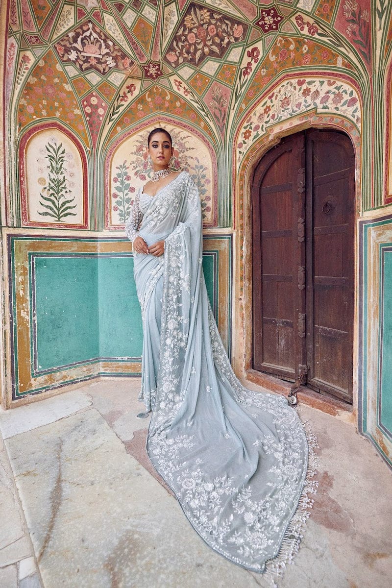 Elegant Faux Georgette Designer Saree with Heavy Embroidery