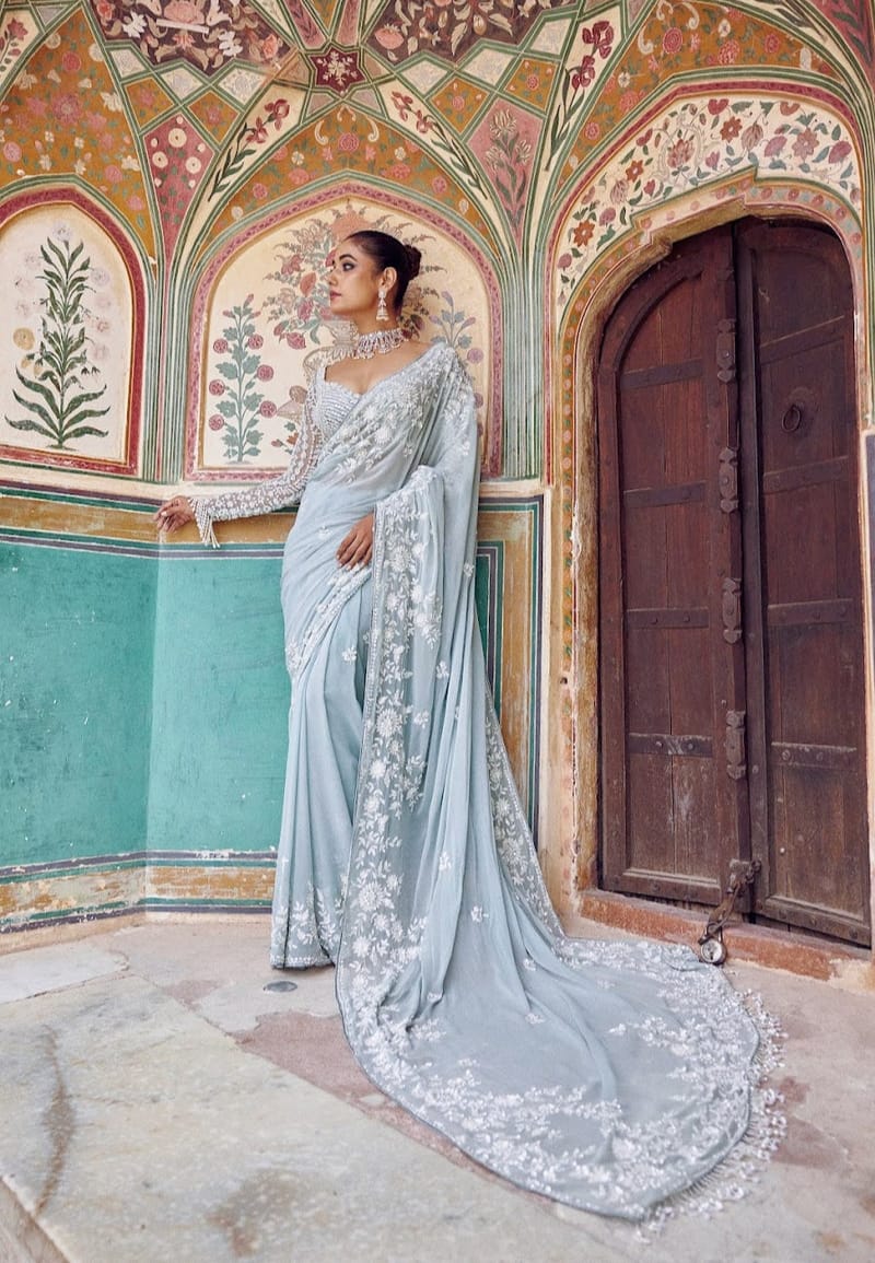 Elegant Faux Georgette Designer Saree with Heavy Embroidery