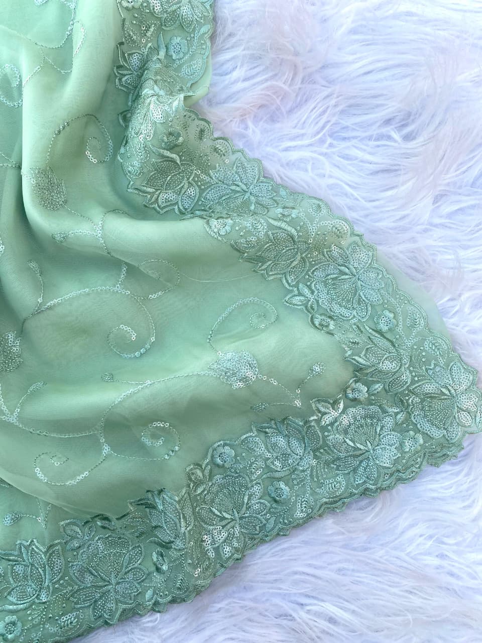 Soft Organza Chex Weaves Silk Saree with Cutwork & Sequins Embroidery