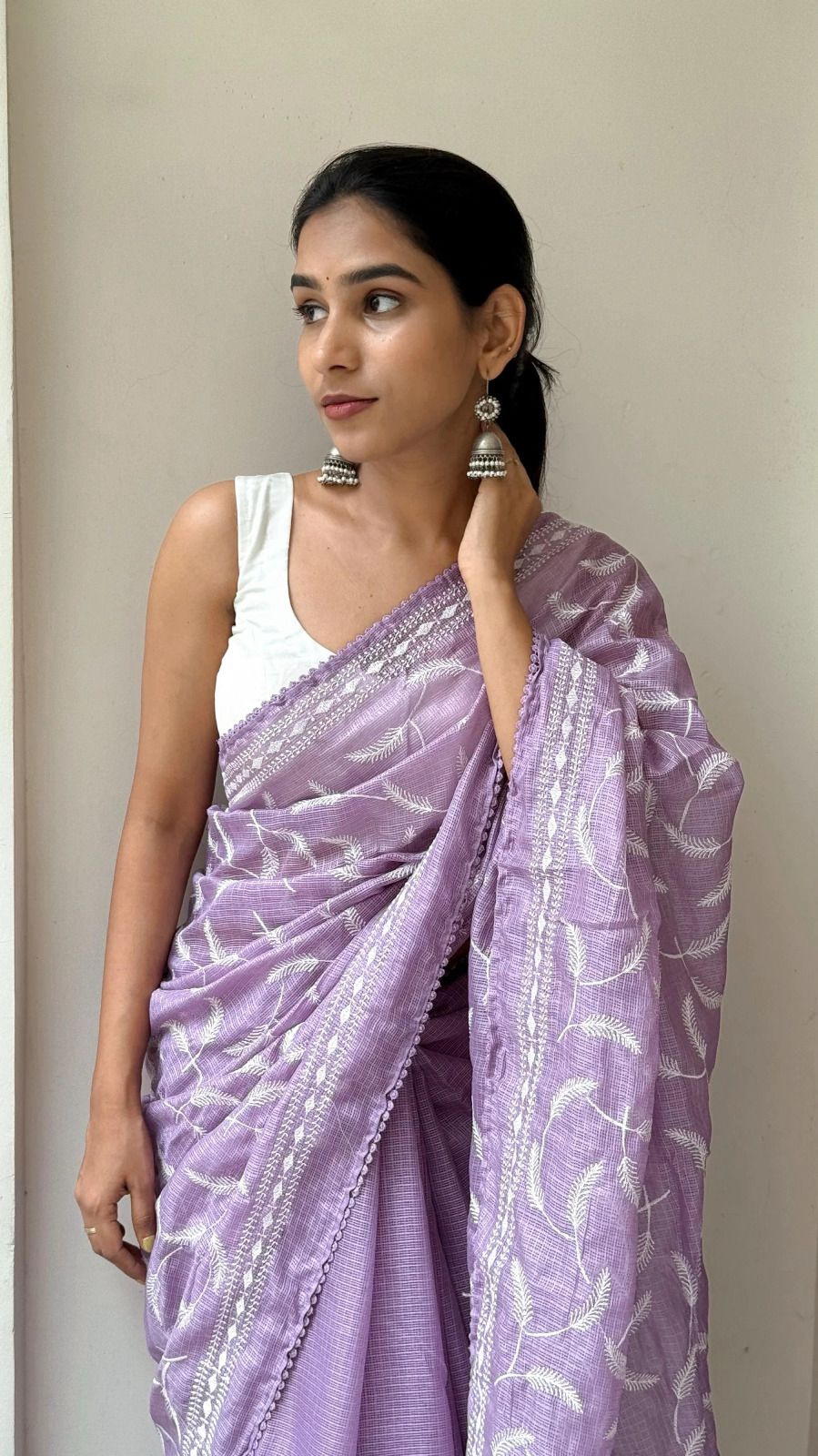 Premium Kota Doriya Saree with Heavy Zaal Leaf Work & GPO Lace Border