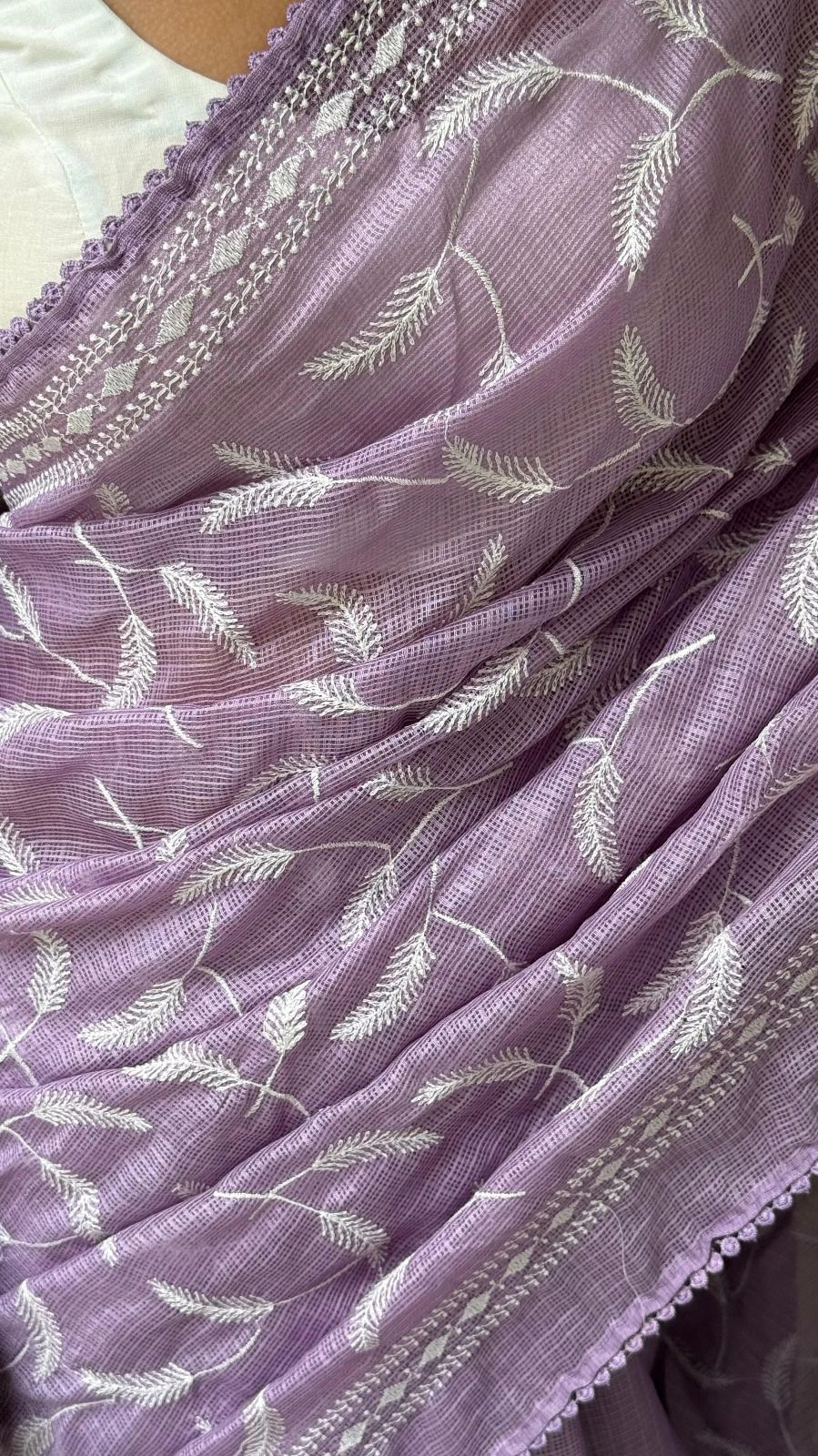 Premium Kota Doriya Saree with Heavy Zaal Leaf Work & GPO Lace Border