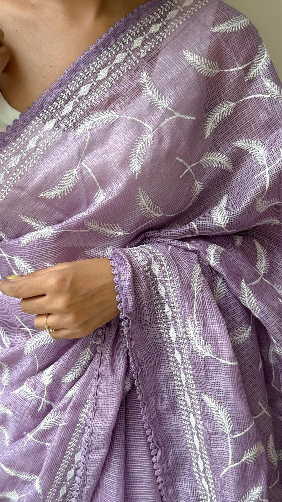 Premium Kota Doriya Saree with Heavy Zaal Leaf Work & GPO Lace Border