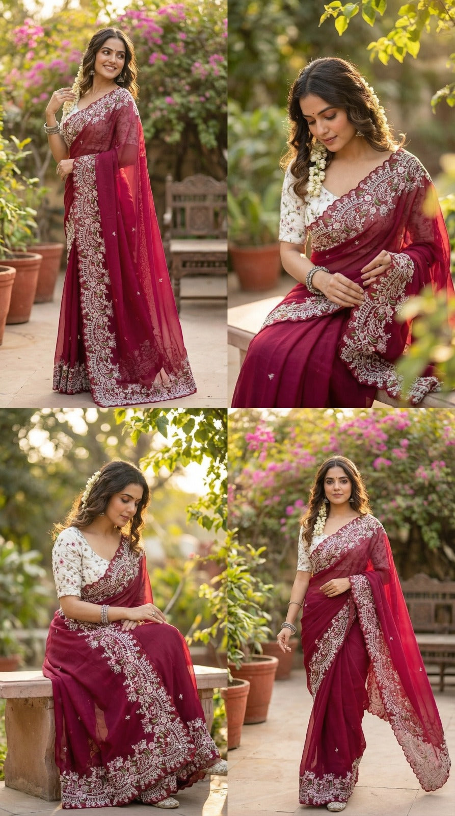 Maroon Heavy Rangoli Sequence Embroidered Saree