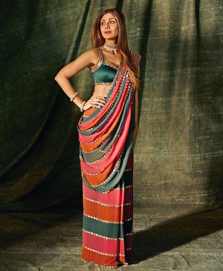 Bollywood Blockbuster Designer Saree — Mirror Work Glam Collection
