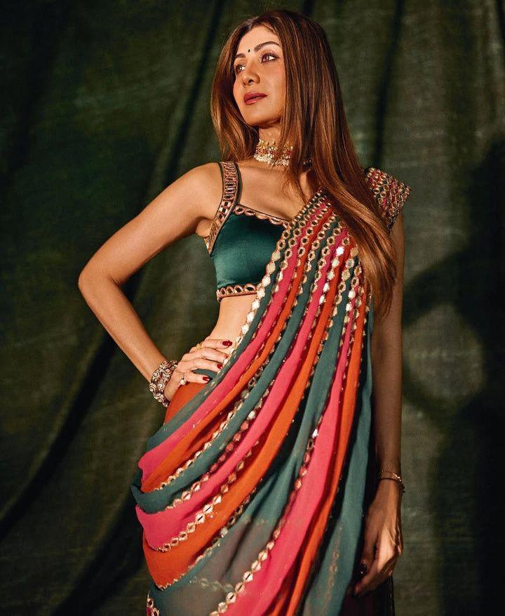 Bollywood Blockbuster Designer Saree — Mirror Work Glam Collection
