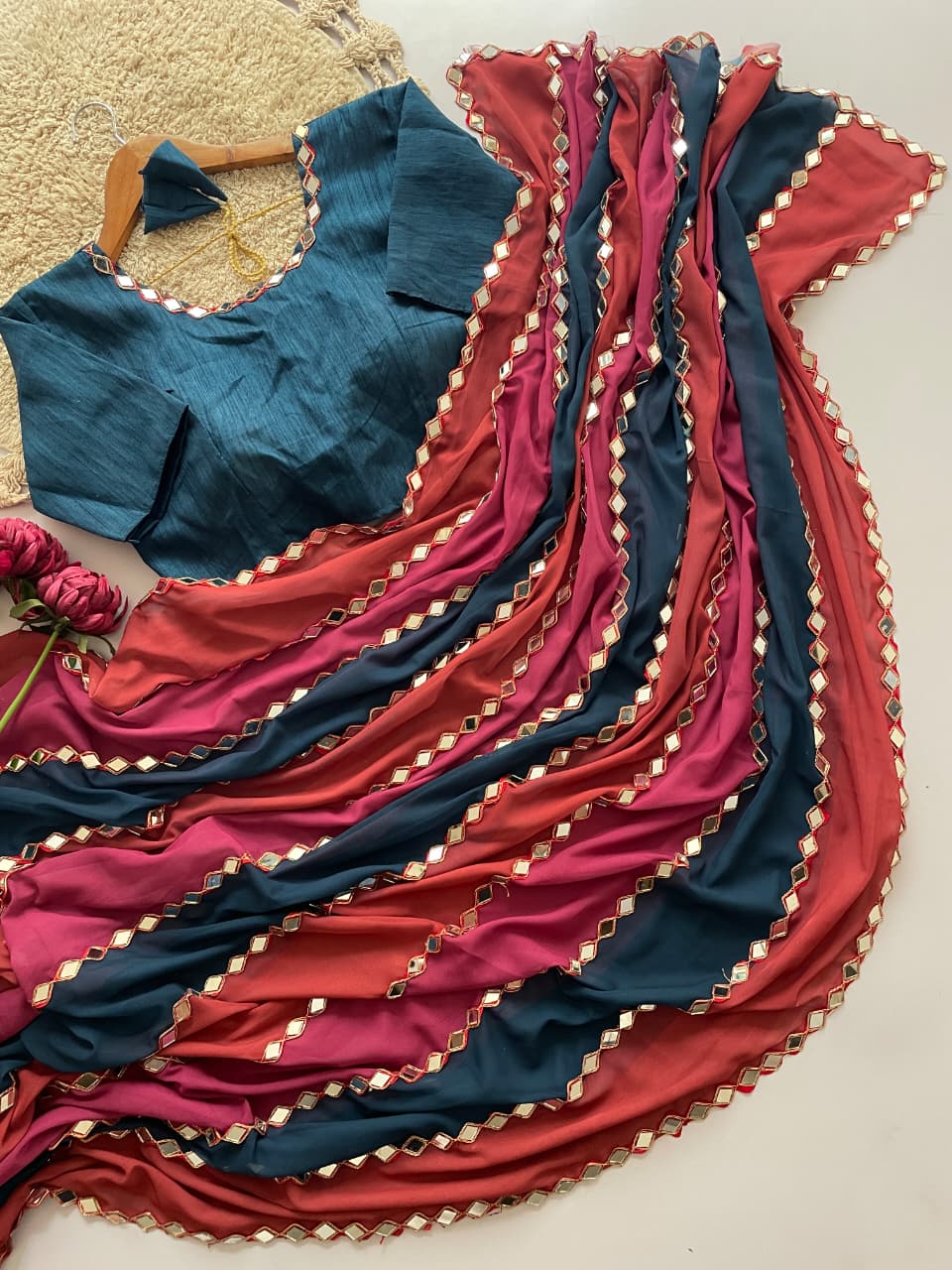 Bollywood Blockbuster Designer Saree — Mirror Work Glam Collection