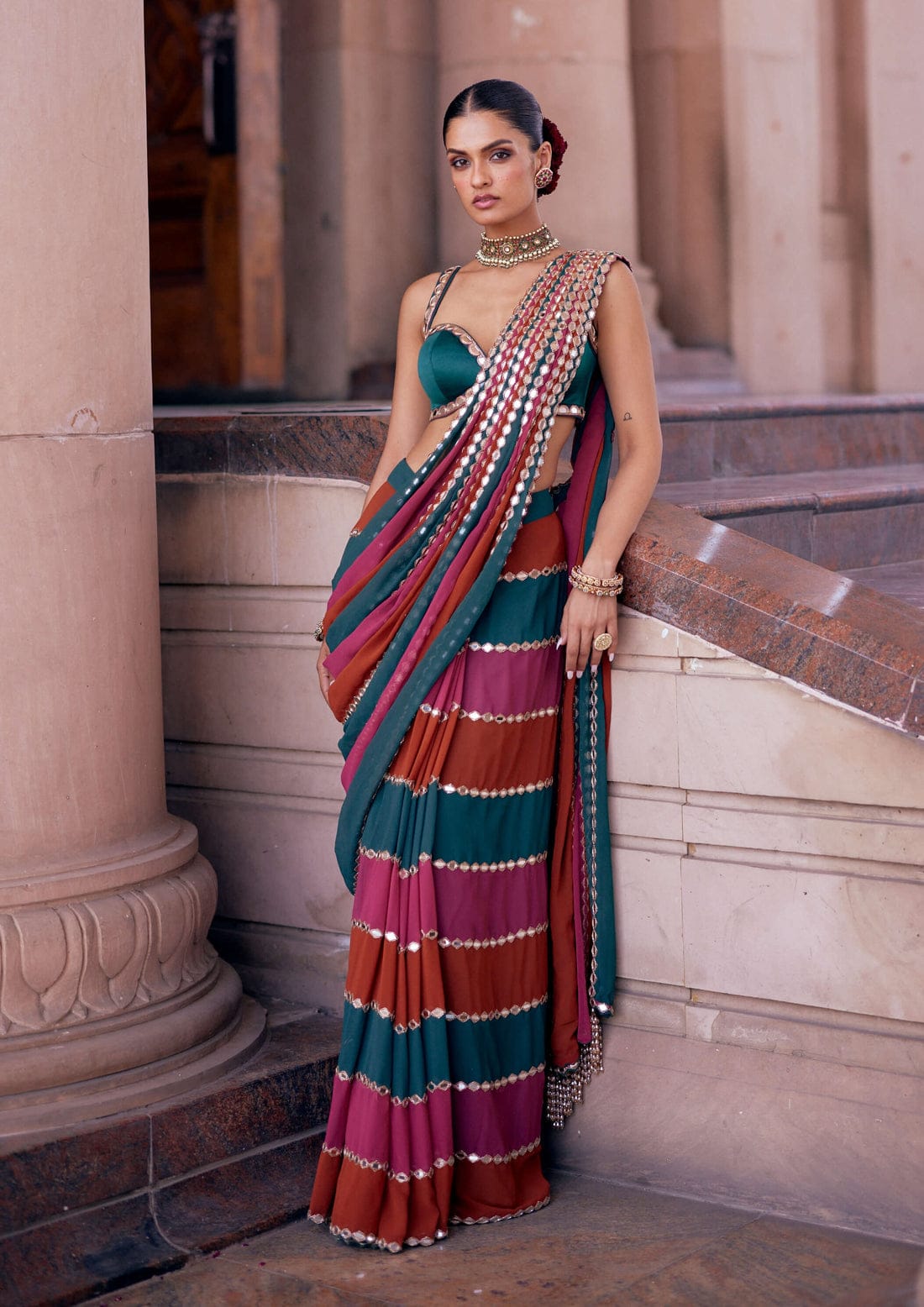 Bollywood Blockbuster Designer Saree — Mirror Work Glam Collection