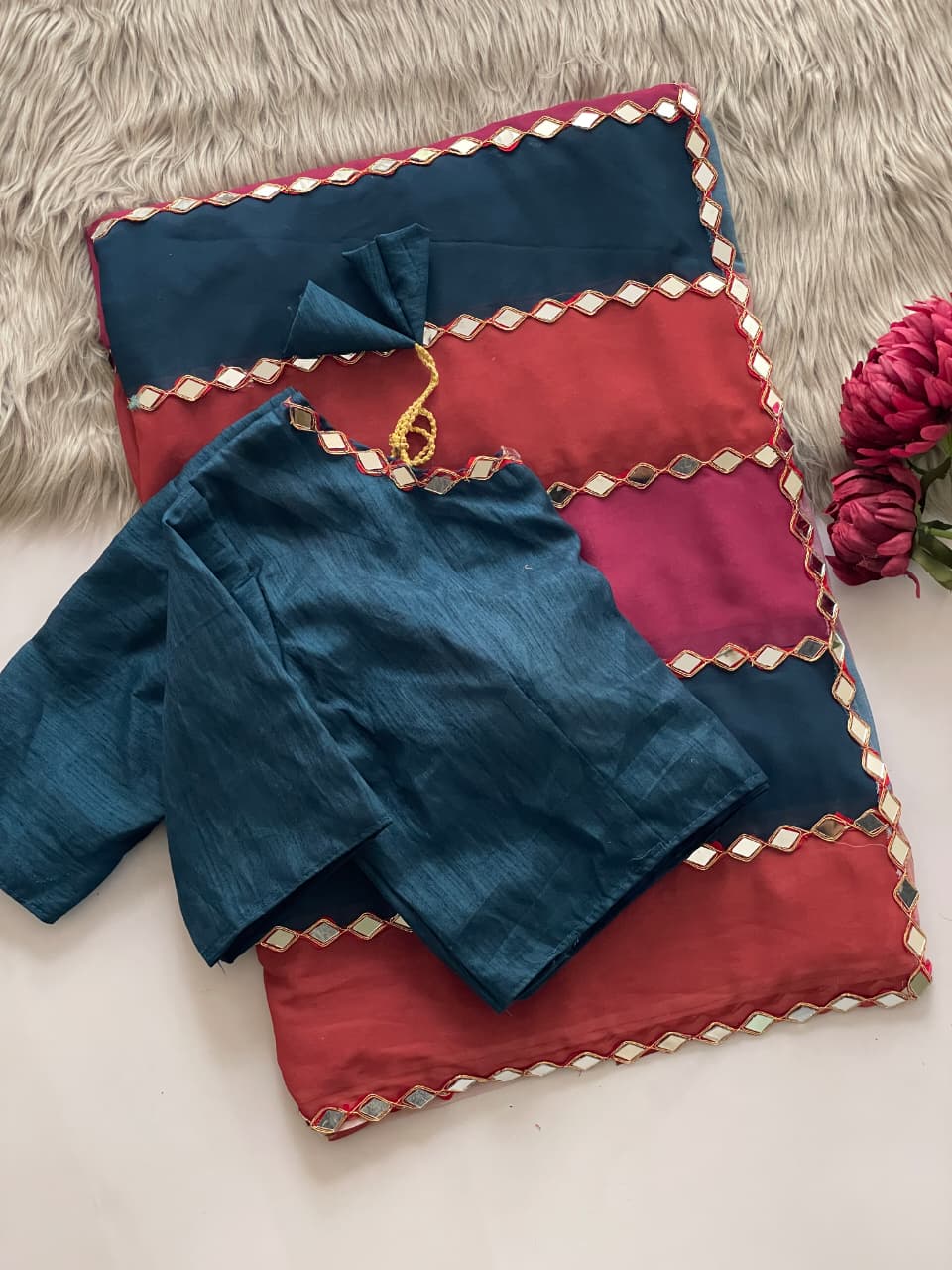 Bollywood Blockbuster Designer Saree — Mirror Work Glam Collection