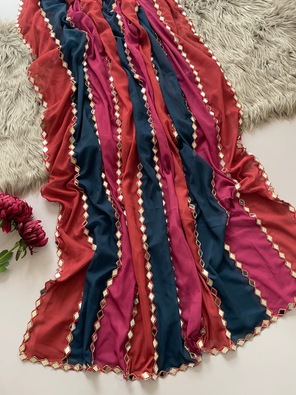 Bollywood Blockbuster Designer Saree — Mirror Work Glam Collection