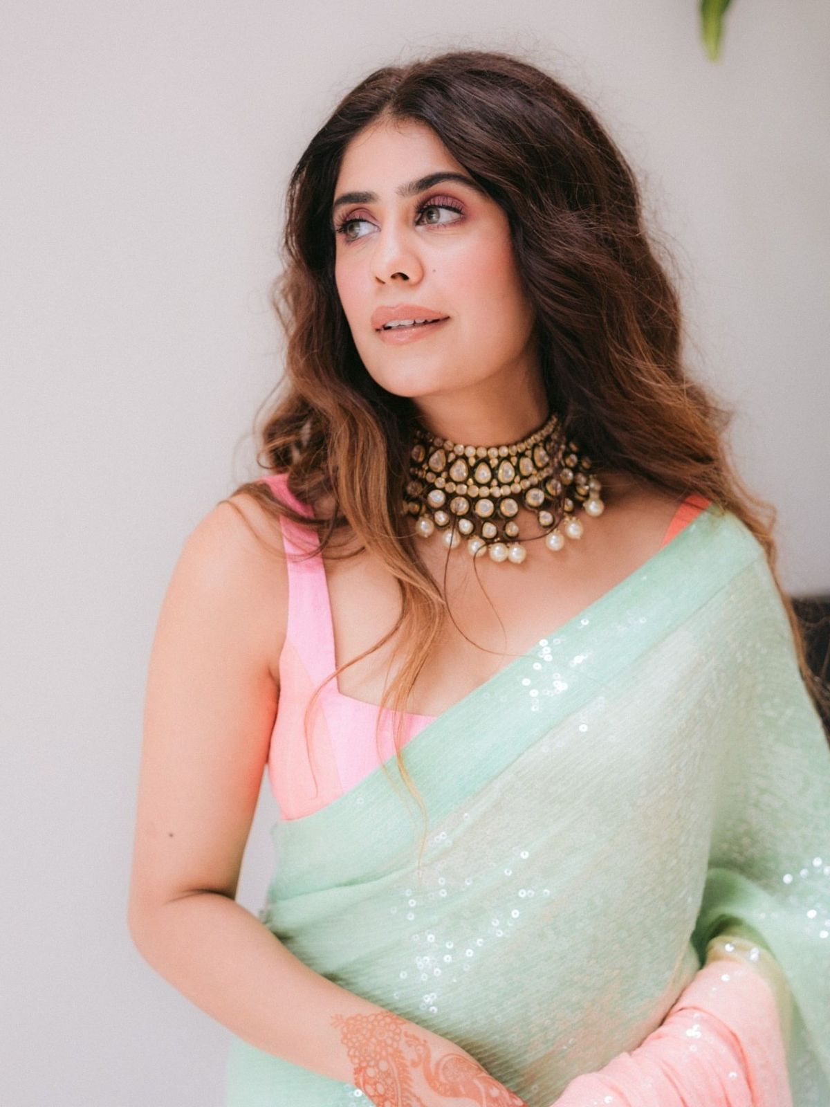Elegant Digital Print Georgette Saree with Full Sequence Work