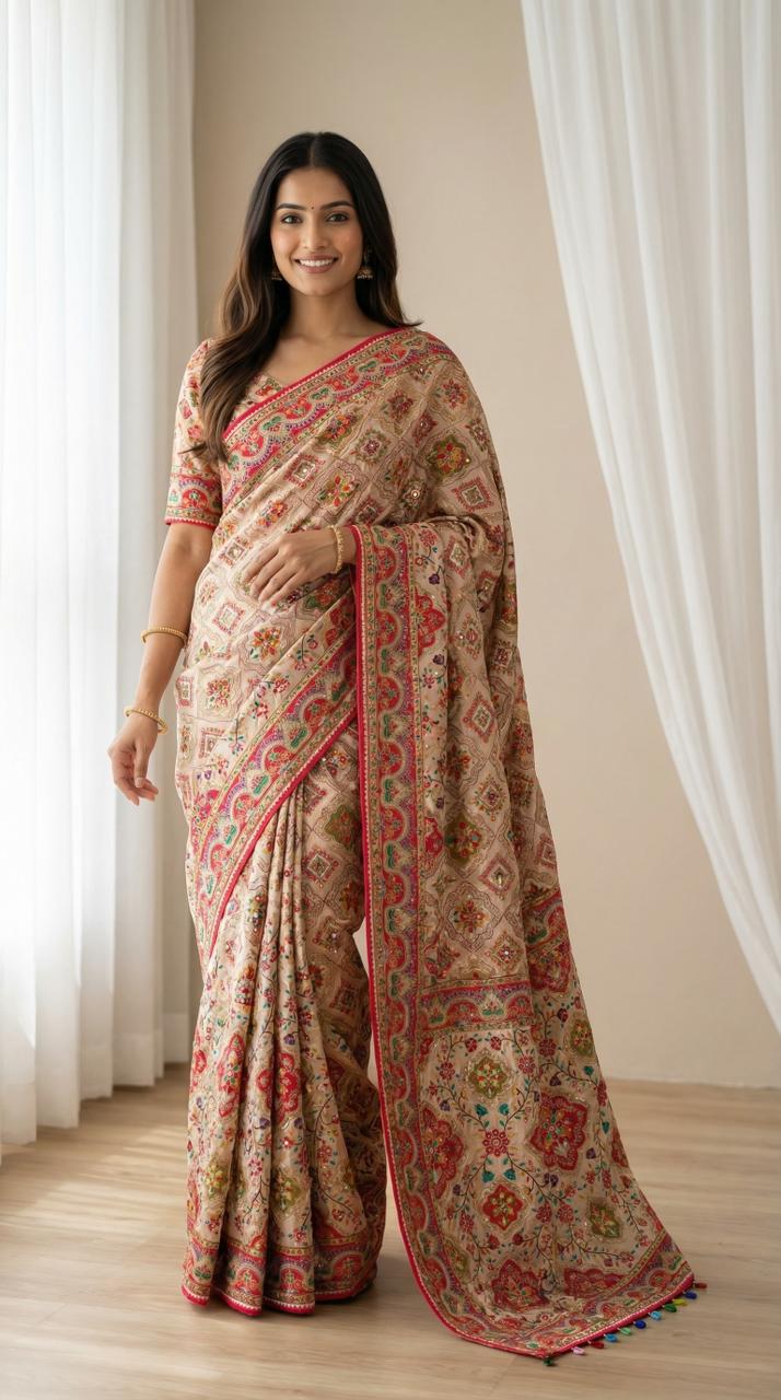 New Instagram Trending Ajrakh Saree Launch