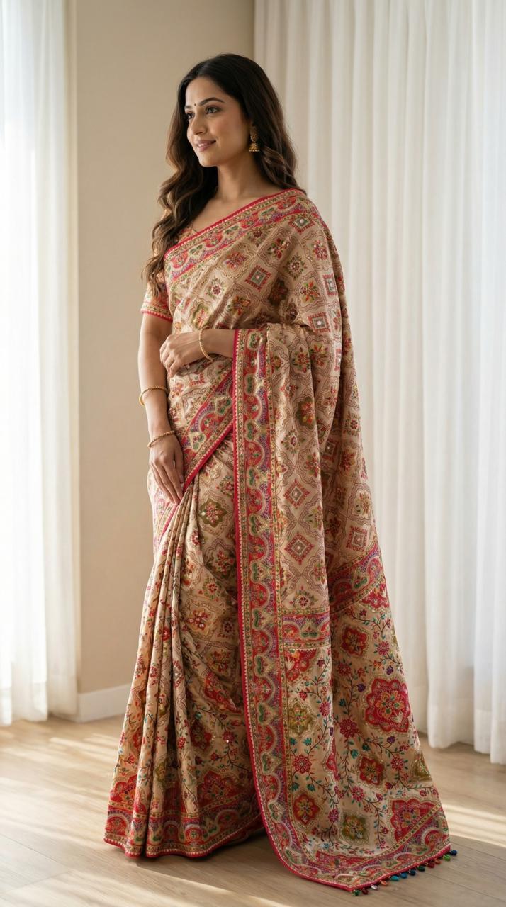 New Instagram Trending Ajrakh Saree Launch