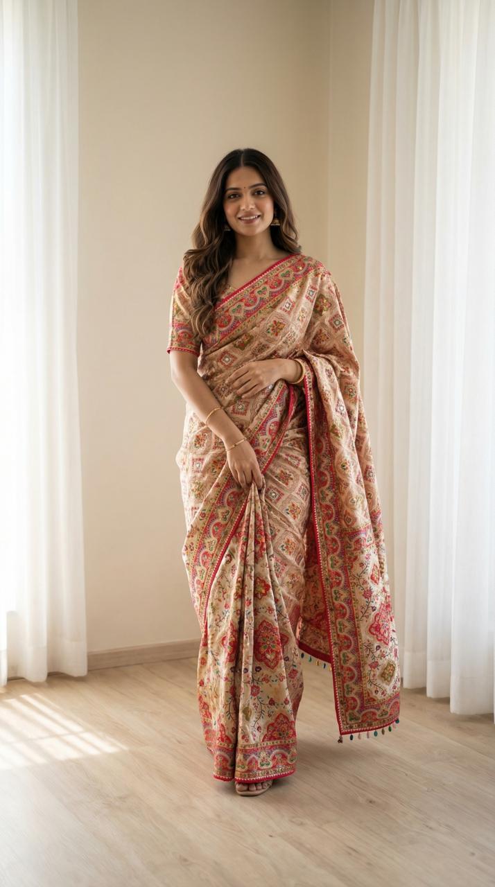 New Instagram Trending Ajrakh Saree Launch