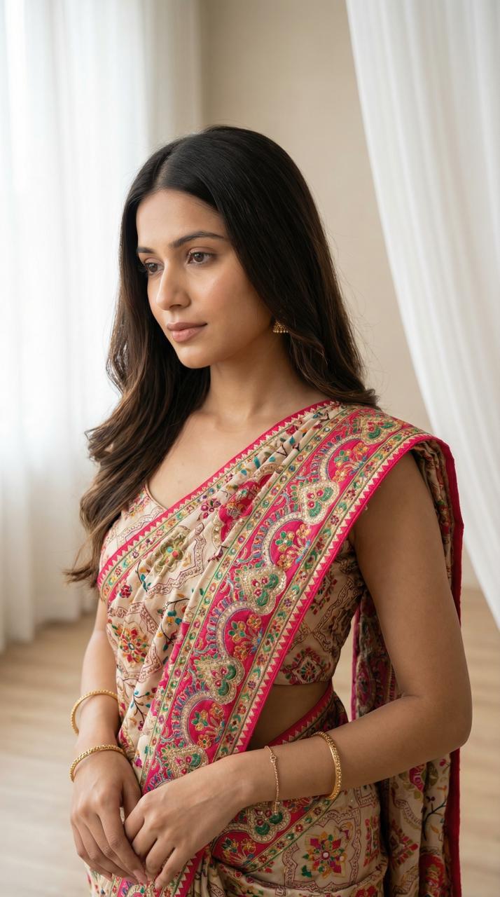 New Instagram Trending Ajrakh Saree Launch