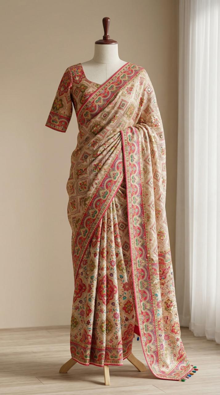 New Instagram Trending Ajrakh Saree Launch